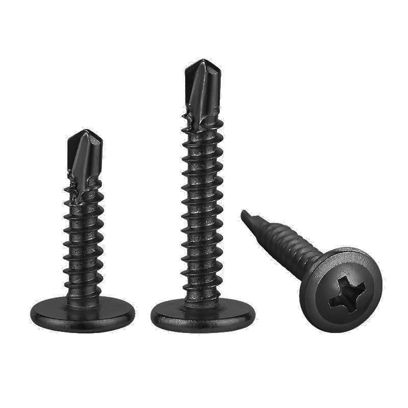 (150Pcs)#8Γ1-1/2β for Sheet Metal Self-Tapping Screws 410 Black Stainless Steel Truss Head High-Strength Quick Tapping