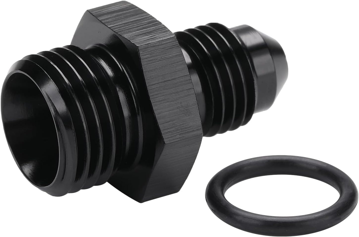 4AN Male Flare to 6AN ORB O-ring Boss Fuel Pump Rail Adapter Fitting Aluminum Black