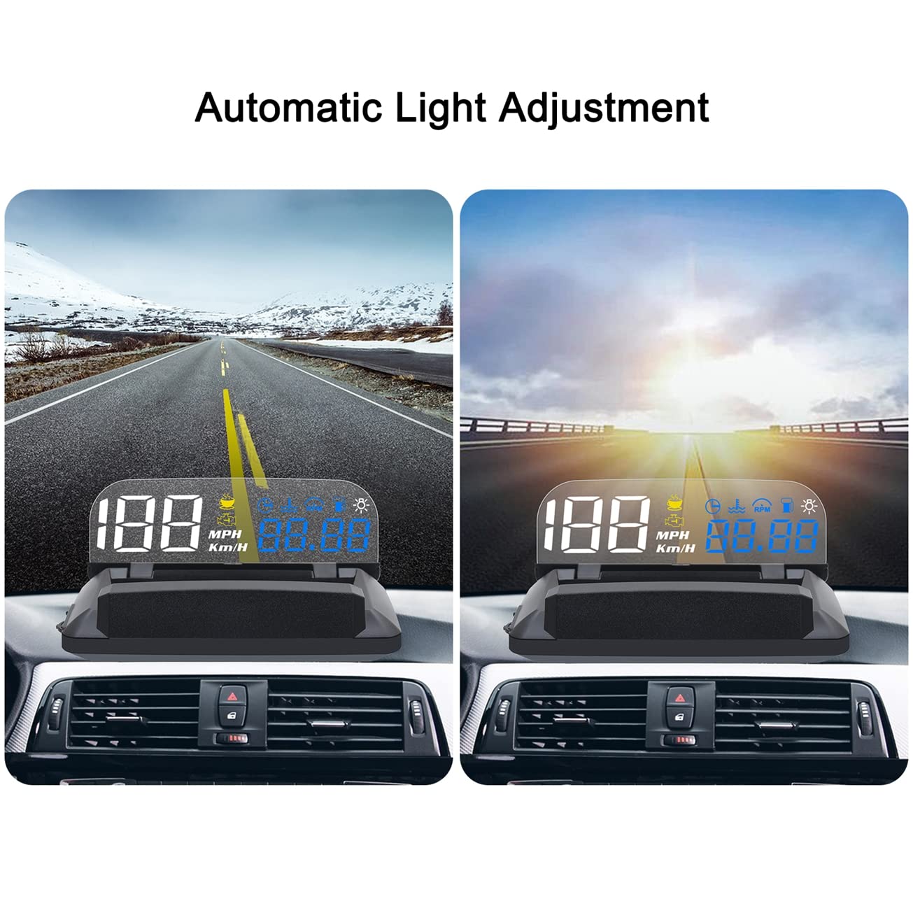 KAOLALI Car Hud Head Up Display Speedometer Odometer OBD2 HD 3D Reflection Multi-Function Display Overspeed Alarm for Cars