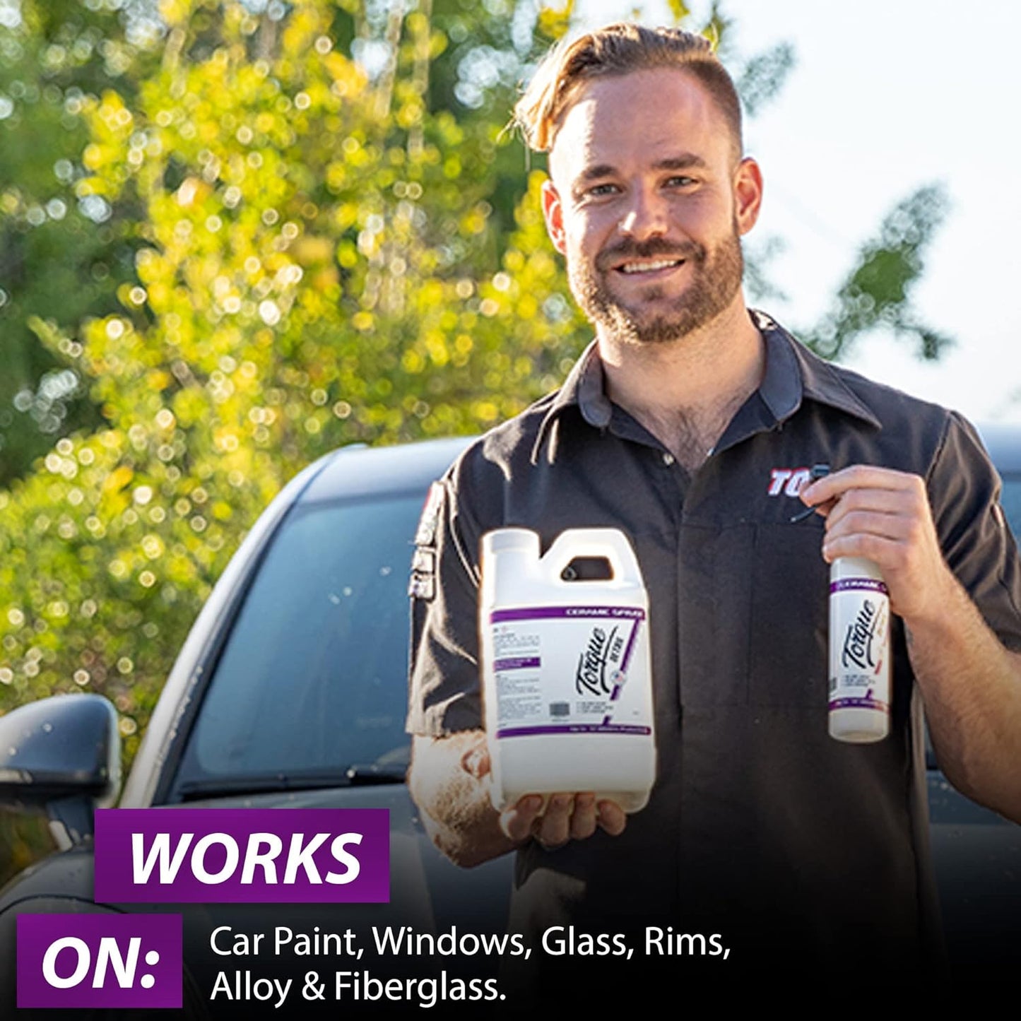 Torque Detail Ceramic Spray - Easy to Apply, Ceramic Coating Spray - Proprietary Silica Formula (Nano SiO2) Seals & Shields Car’s Clear Coat - Hydrophobic Protection & High-Gloss Shine (2-Pack 8 oz)