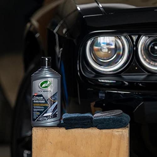 Turtle Wax 53894 Hybrid Solutions Ceramic Acrylic Black Polish and Wax Formulated for Black Car Paint, Removes Surface Scratches and Swirl Marks, Provides Water Repellency, 14 oz. (Pack of 2)