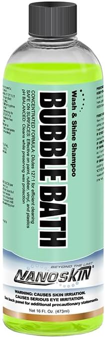 Nanoskin BUBBLE BATH Foaming Car Wash Shampoo 16 Oz. - Works with Foam Cannon, Foam Gun, Bucket Washes, Car Soap for Pressure Washer | For Car, Truck, Motorcycle, RV & More | Green Apple Scented