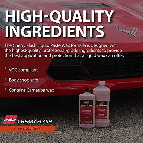 Malco Cherry Flash Automotive Liquid Paste Wax – Protect & Shine Your Vehicle/Easiest Way to Hand Wax Your Car/Lasting Gloss & Protection For Cars, Trucks, Boats, and Motorcycles / 64 Oz. (124864)