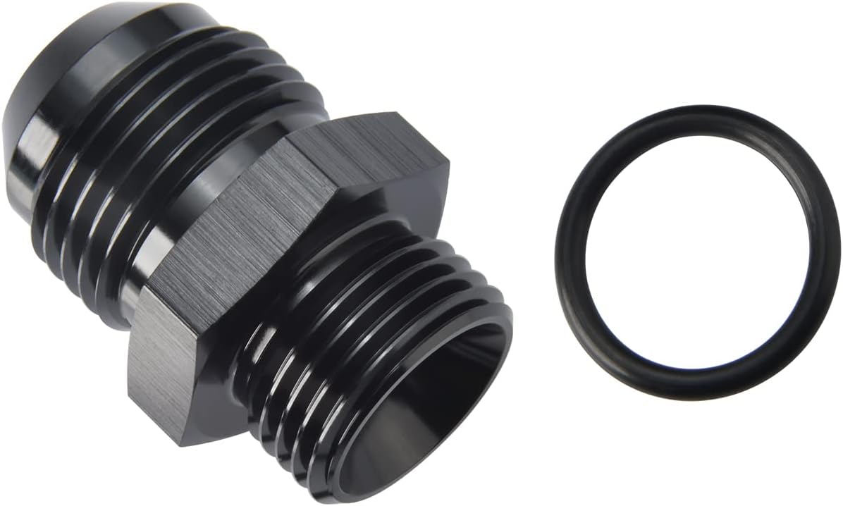 10AN Male Flare to 6AN ORB O-ring Boss Fuel Pump Rail Adapter Fitting Aluminum Black