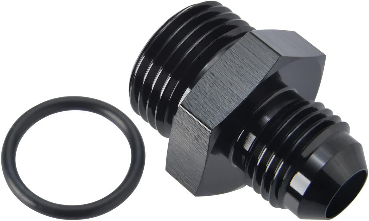 4AN Male Flare to 6AN ORB O-ring Boss Fuel Pump Rail Adapter Fitting Aluminum Black