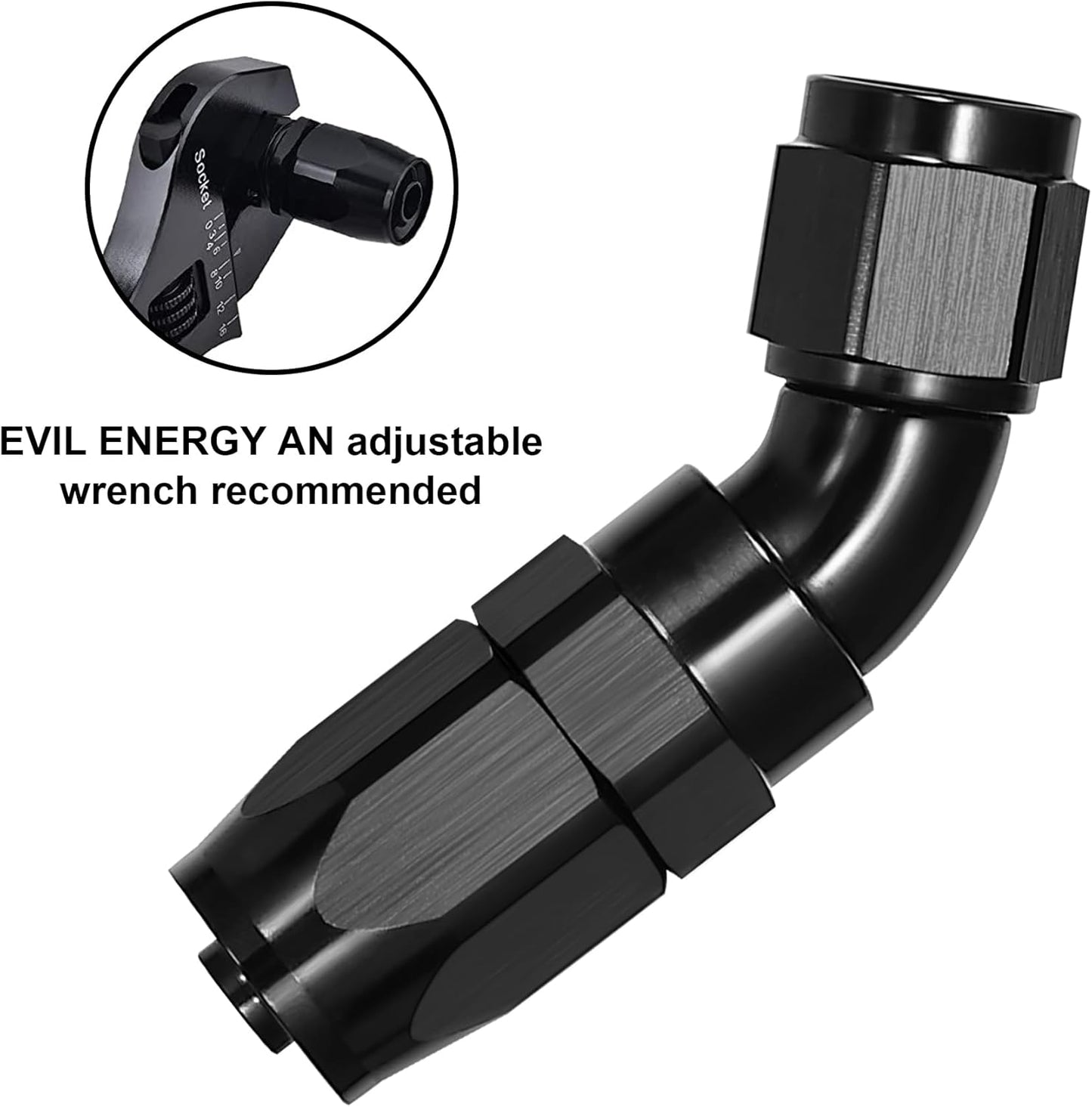 EVIL ENERGY 8AN 45 Degree One Piece Full Flow Hose End Fitting Swivel For CPE Braided Hose