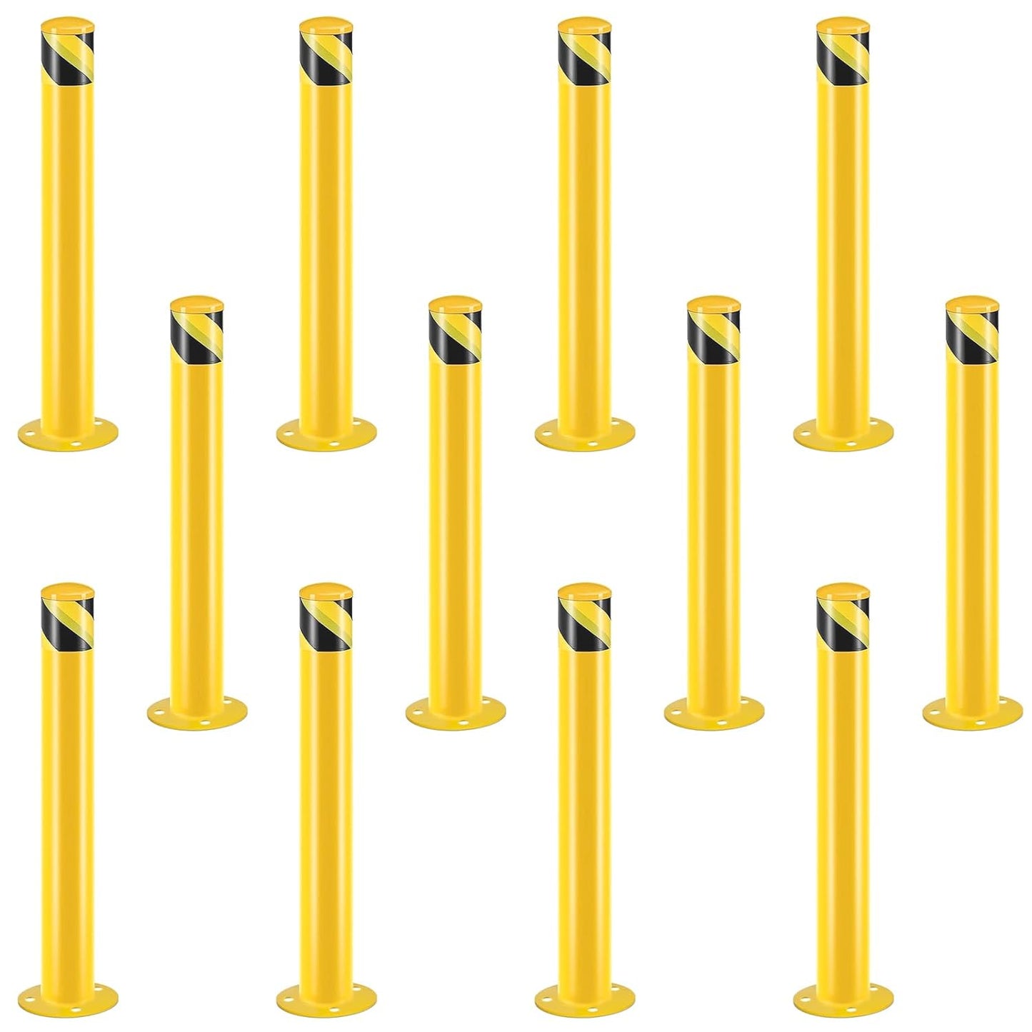 Safety Bollard Post, Steel Bollards,Parking Bollard, Yellow Powder Coated Safety Parking Barrier Post, for Traffic Sensitive Areas (12, 36"H*3.5"D)