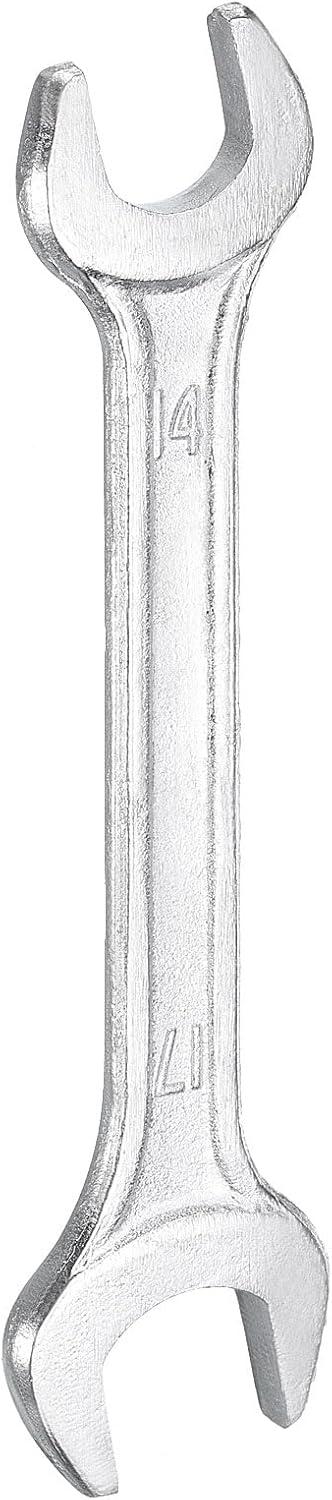 HARFINGTON Double Open End Wrench 14mm x 17mm Metric 15 Degree Offset Angle Small Flat Head Wrench Galvanizing Open Ended Spanner for Automotive Repair Furniture Assembly