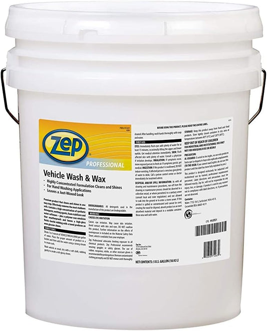 Zep Vehicle Wash and Wax - 5 Gallon (1 Bucket) 1041582 - Leaves A Waxed, Shiny, Like New Surface