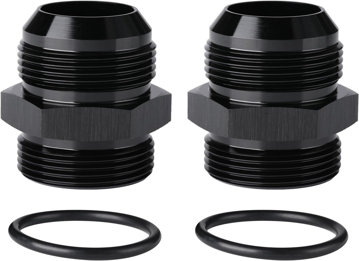 20AN Male Flare to 20AN ORB O-ring Boss Fuel Pump Rail Adapter Fitting Aluminum Black, Pack of 2