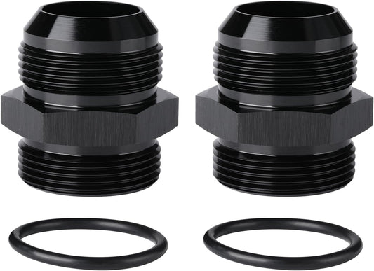 20AN Male Flare to 20AN ORB O-ring Boss Fuel Pump Rail Adapter Fitting Aluminum Black, Pack of 2