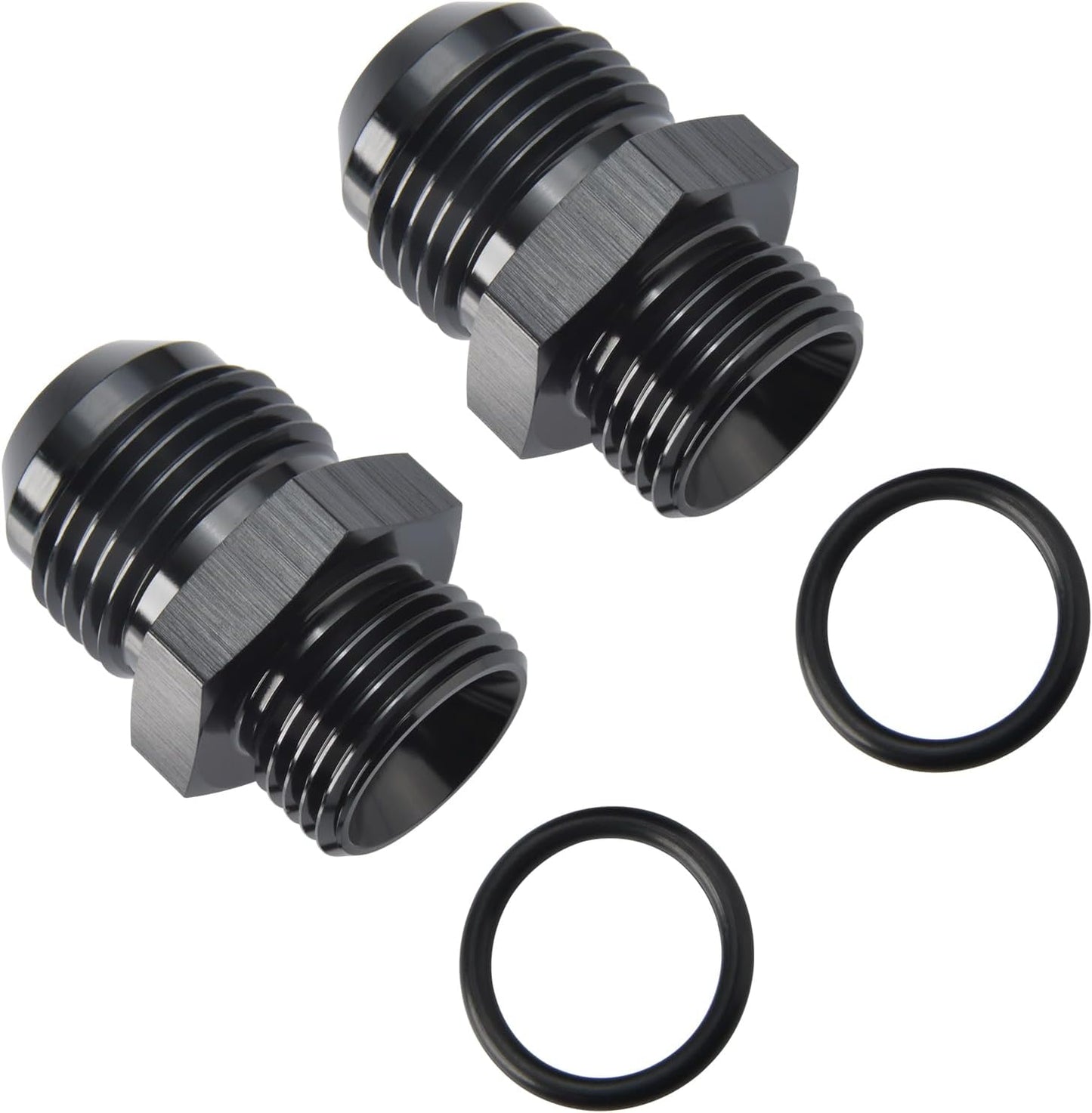 10AN Male Flare to 6AN ORB O-ring Boss Fuel Pump Rail Adapter Fitting Aluminum Black, Pack of 2