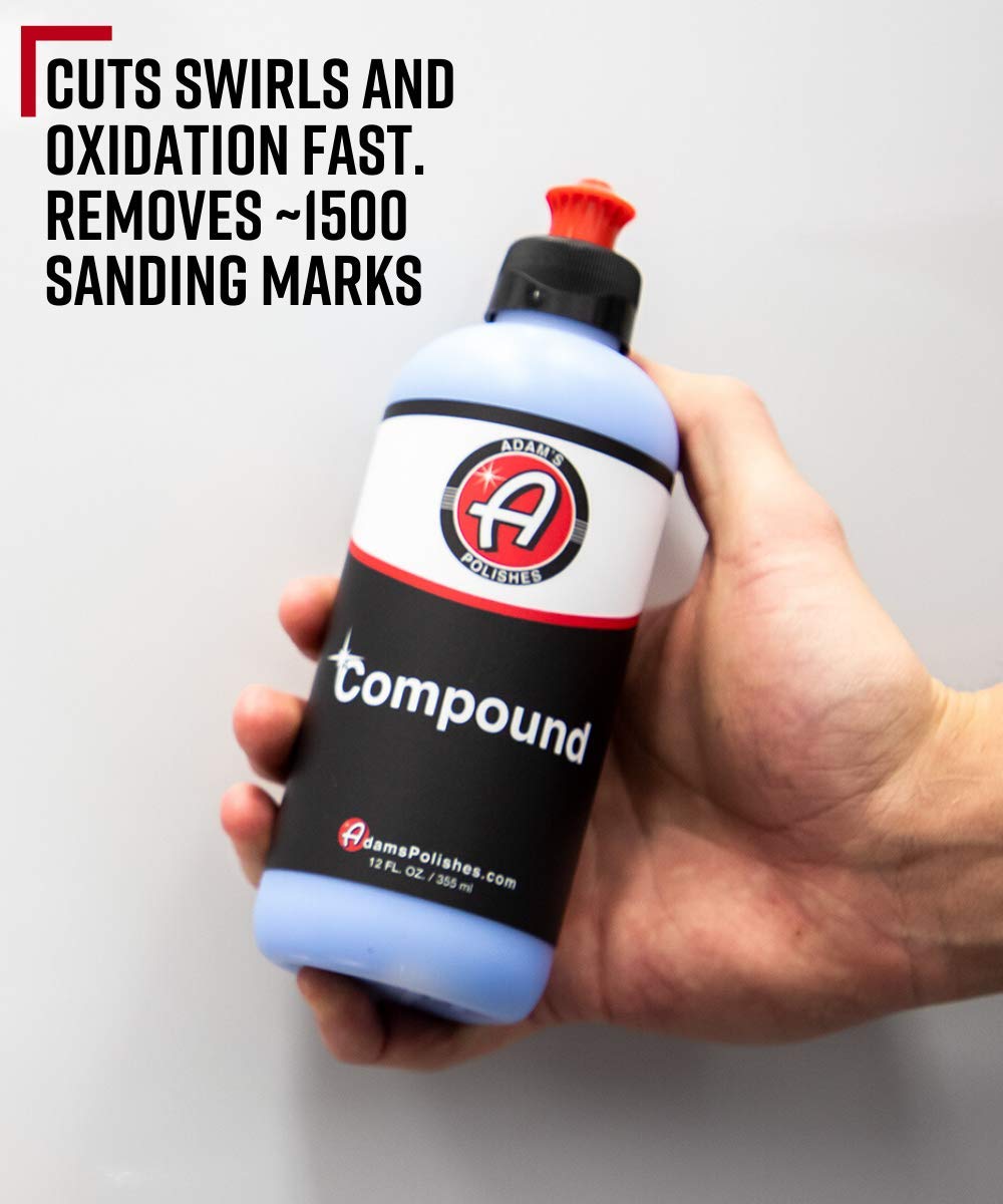 Adam's Paint Correcting Compound 12oz - Silicone-Free, Body Shop Safe, Low-Dust Formula - Heavier-Cut for Faster, Stronger Correcting for Clear Coat, Gel Coat, Single Stage Finishes