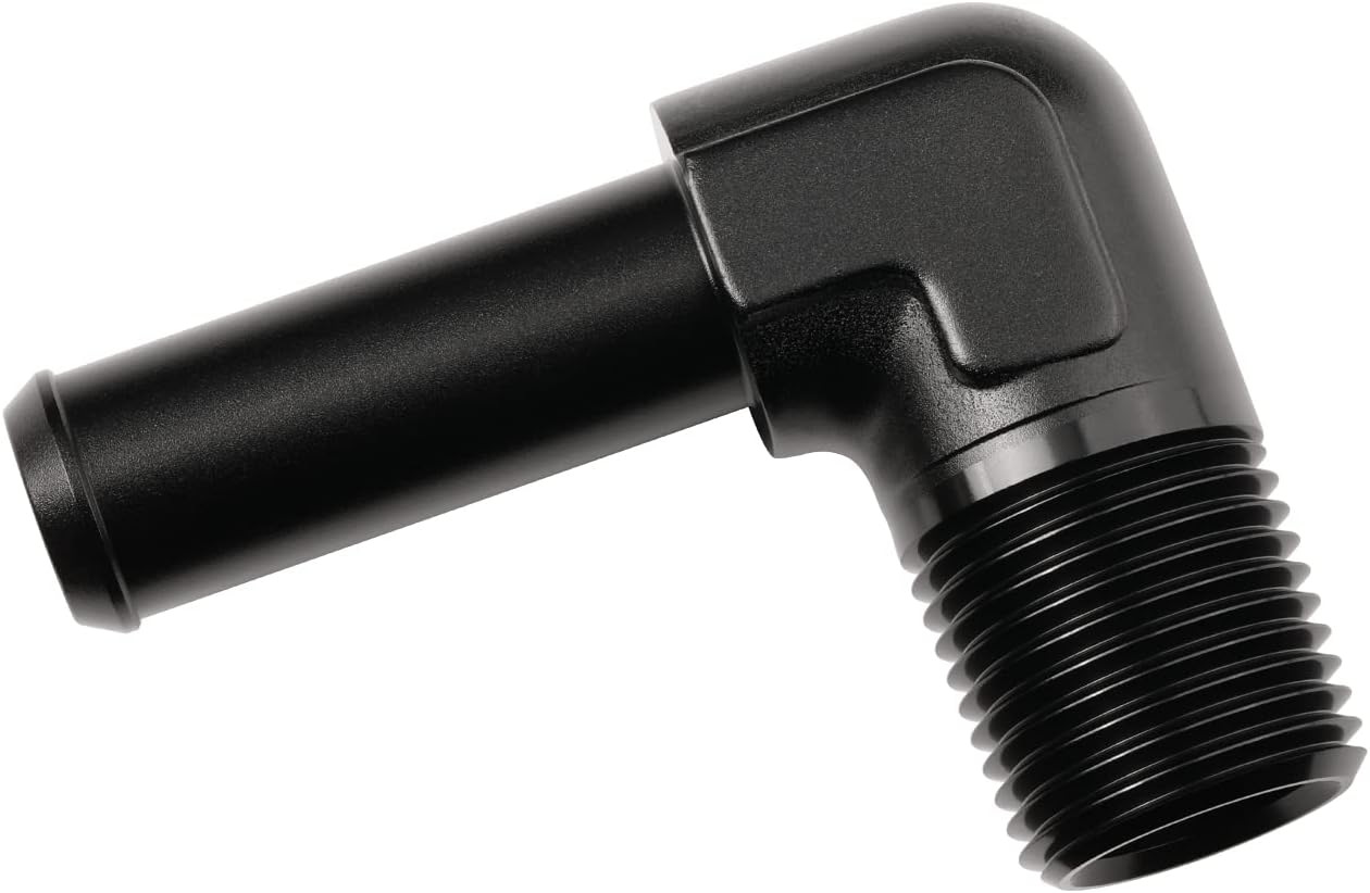 1/2 NPT Male to 5/8" Hose Barb Fitting Adapter 90 Degree Elbow Aluminum Black