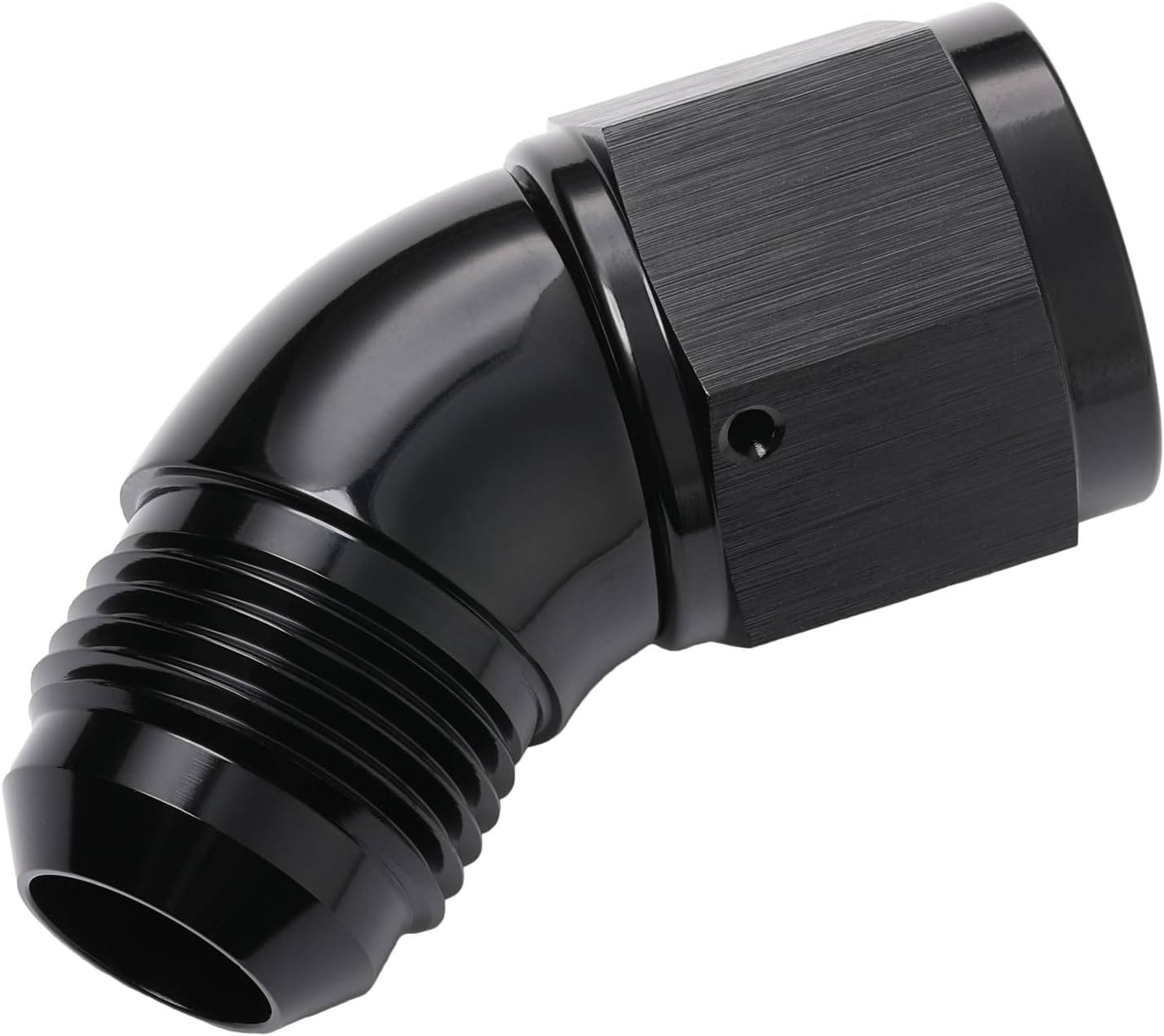 45 Degree 10AN Male to 10AN Female Swivel Full Flow Fitting Adapter Coupler Aluminum Black