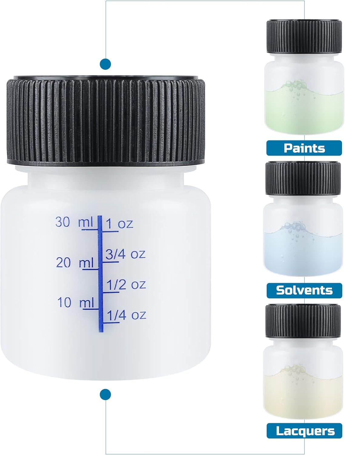 Lichamp Touch Up Paint Container, 50-Piece 1 oz Paint Touch Up Bottles with Brush, 1 Ounce (30ml) A150TP