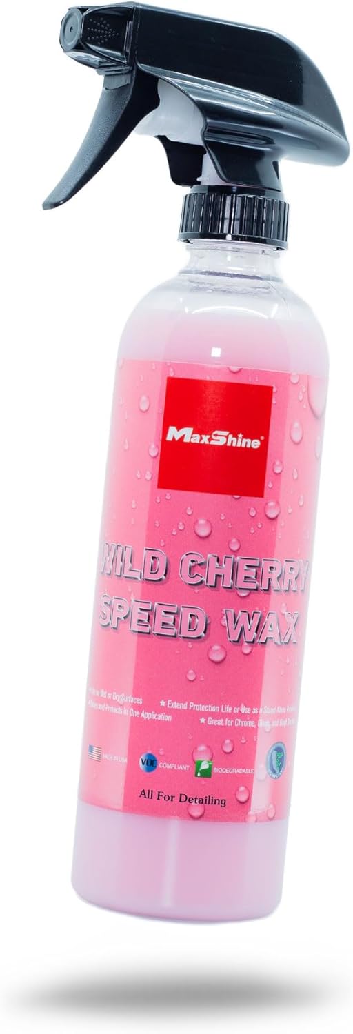 Maxshine Speed Wax, 16oz Spray, Wild Cherry, Carnauba Formula | Quick Polish, Deep Gloss, Stain Resistant | Fast Detailing Spray for Cars, Trucks, Motorcycles, Wet Look Finish