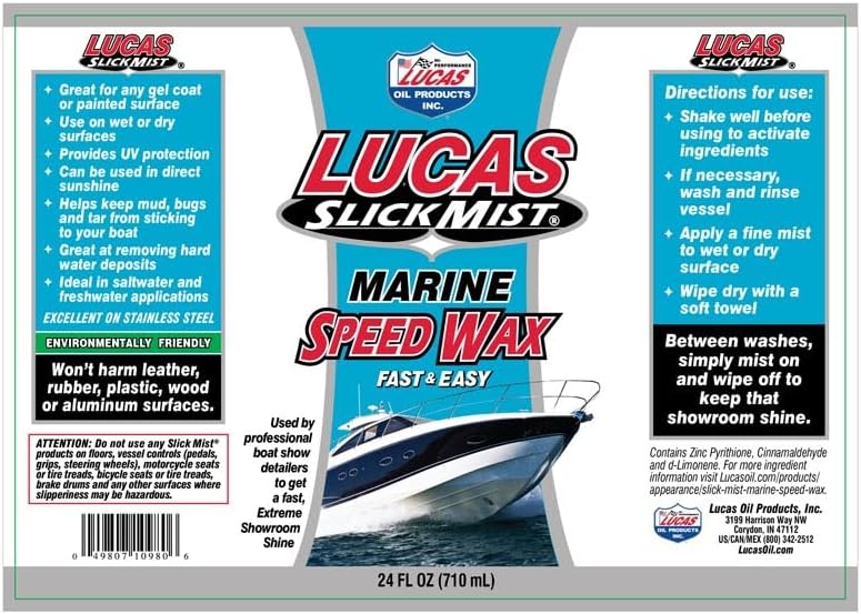 Lucas Oil 10980 Slick Mist Marine Speed Wax - 24 Ounce (Pack of 12)