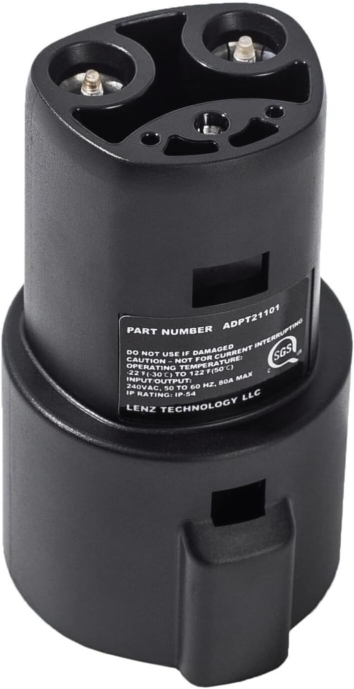 LENZ J1772 Charging Adapter for Tesla Model 3, Y, S, X, and Cybertruck, Safety Certified, 80A/240V, Optimal Fit, Easy Setup (Note: for Tesla Vehicles Only)