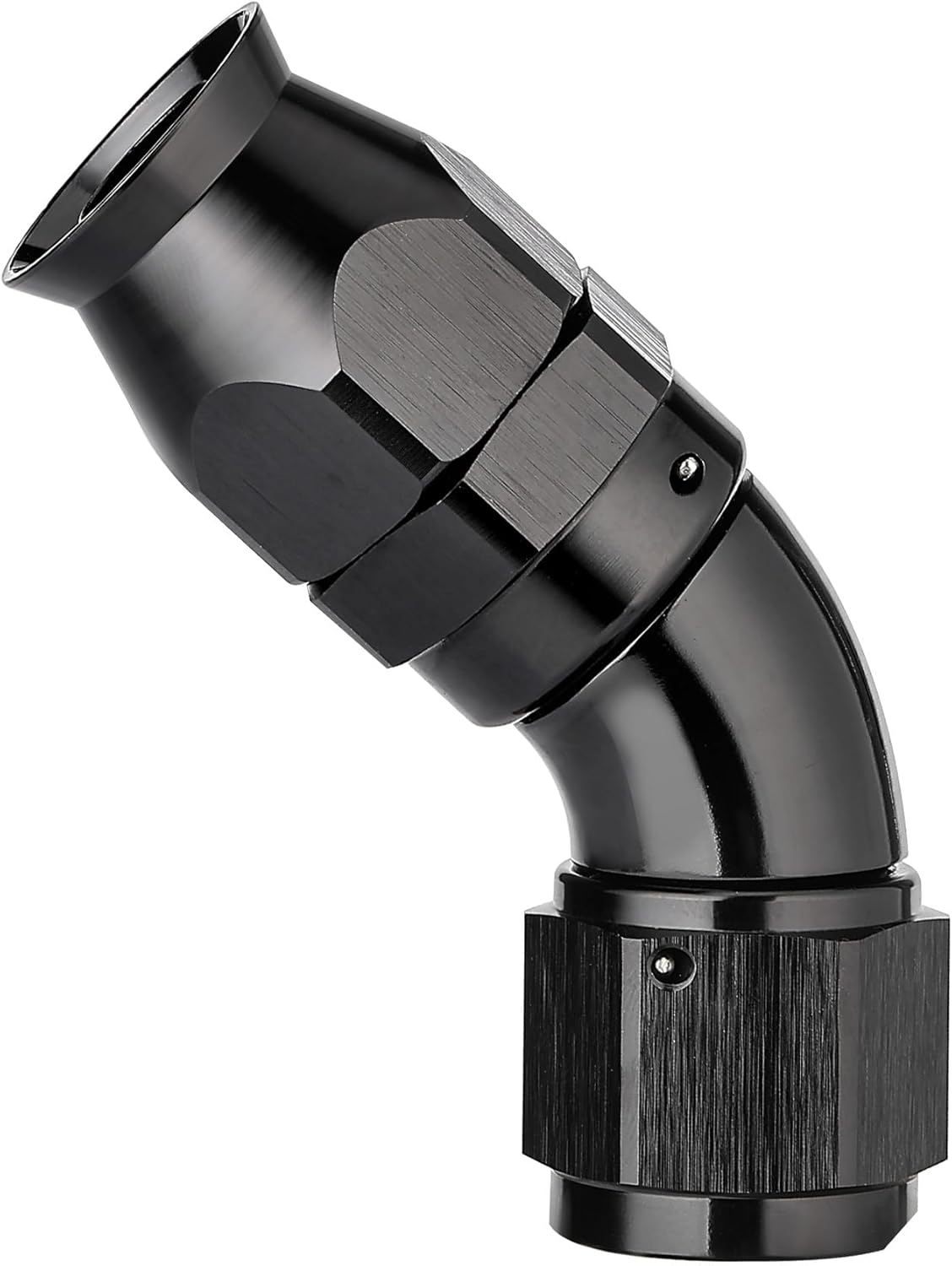 EVIL ENERGY 6AN 45 Degree PTFE One Piece Full Flow End Hose Fitting Aluminum Black