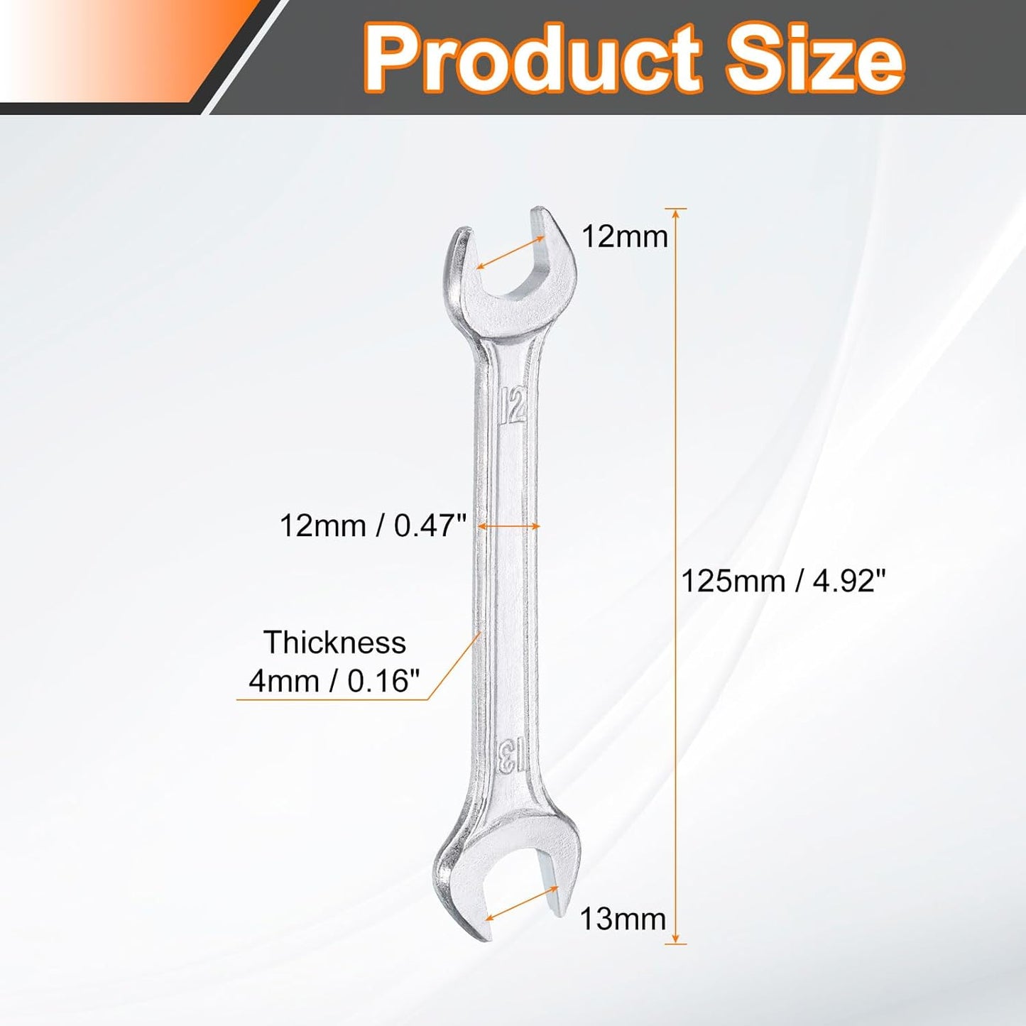 HARFINGTON 5pcs Double Open End Wrench 12mm x 13mm Metric 15 Degree Offset Angle Small Flat Head Wrench Galvanizing Open Ended Spanner for Automotive Repair Furniture Assembly