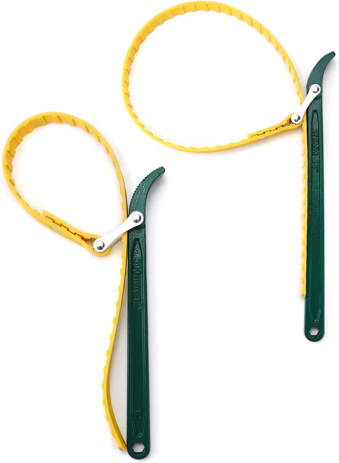 QWORK 15" + 12" Belt Strap Wrench, Multi-Purpose Adjustable Strap Oil Filter Strap Opener Wrench,with 35 7/16 inches Capacity Adjustable Strap, 2 Pack