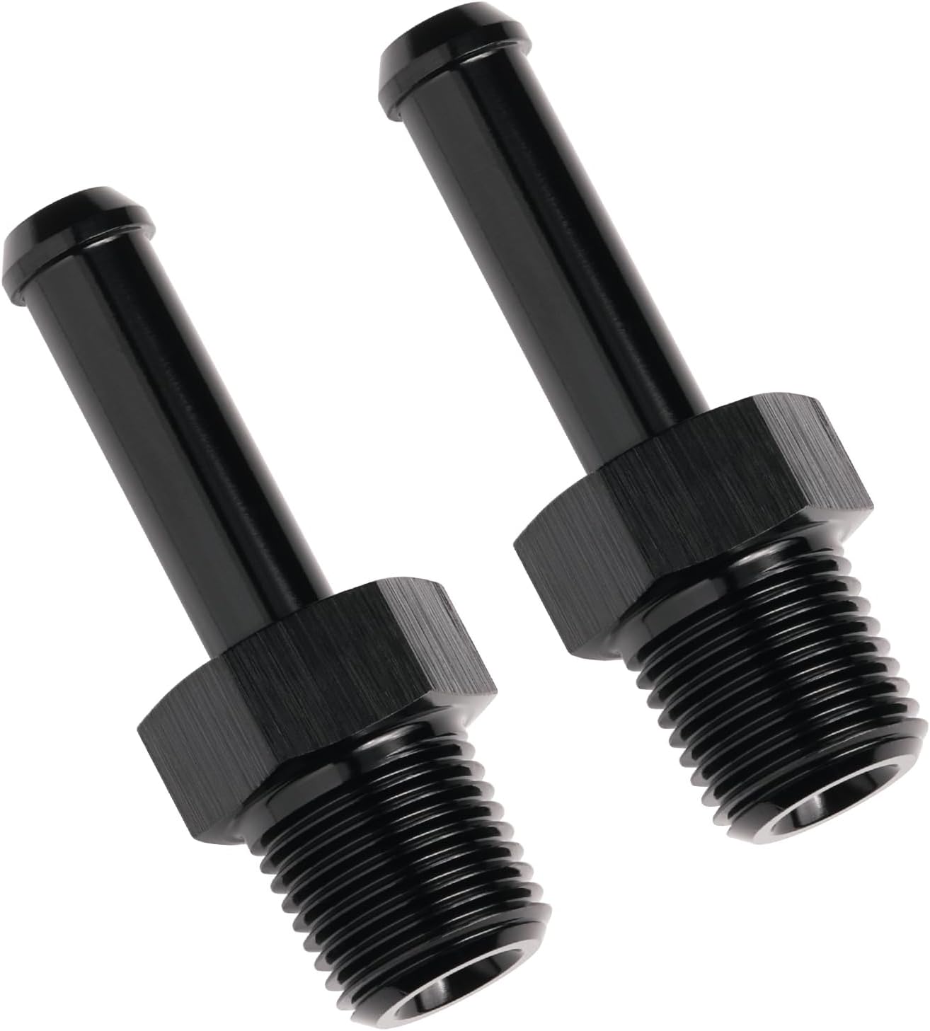 1/8 NPT Male to 1/4" Hose Barb Fitting Adapter Nipple Straight Aluminum Black 2PCS