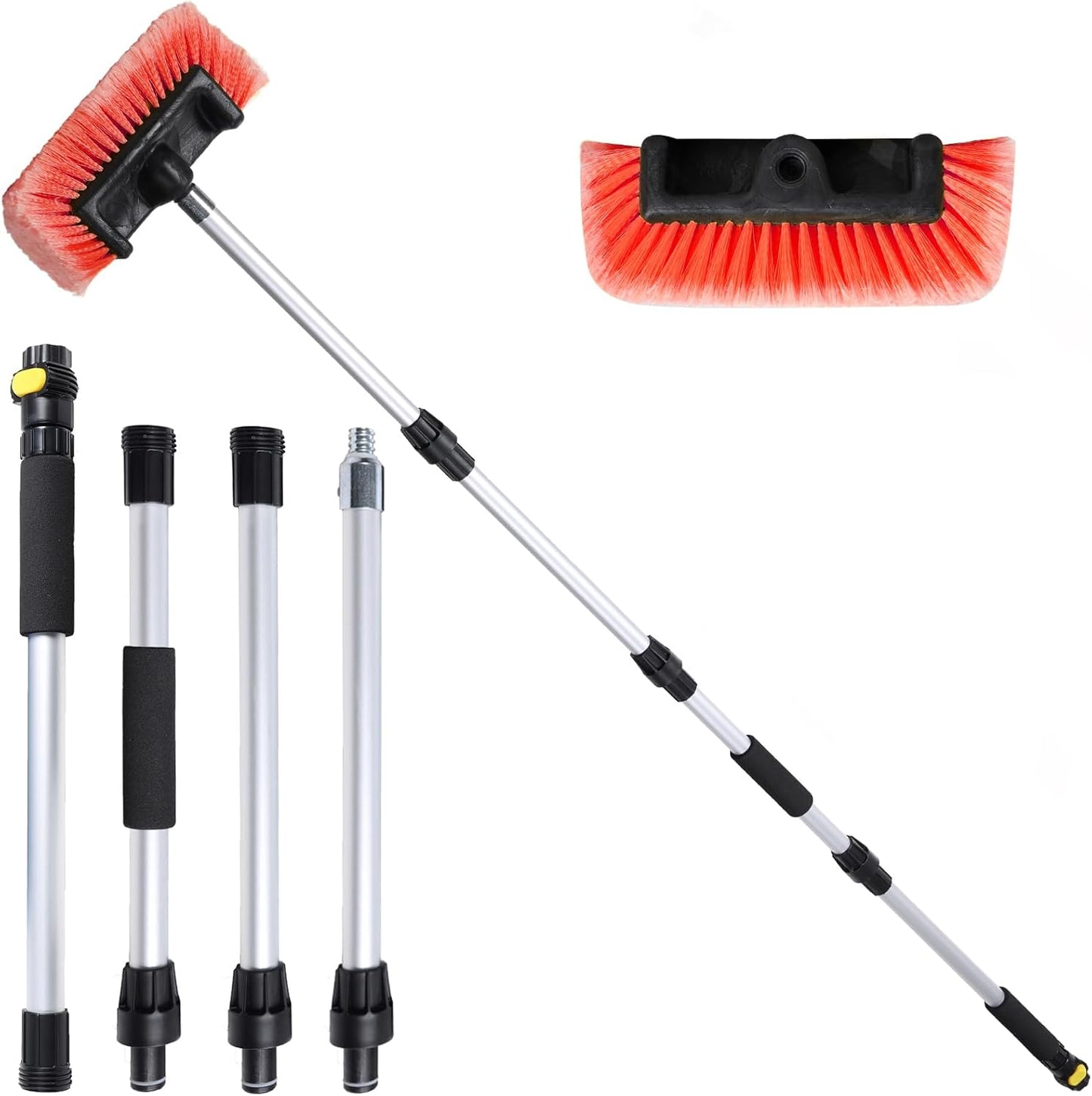 69 Inches Car Wash Brush with Long Handle for Car Truck Boat Washing (Orange)