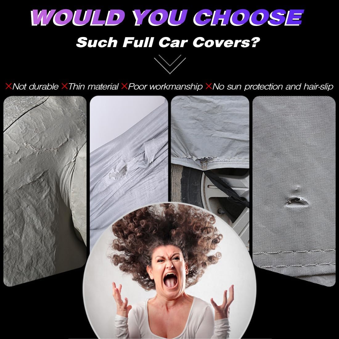 KEYOOG Universal Waterproof Heavy Weight Full Car Covers, Fit Pickup, All Weather, Outdoor Full Cover Weatherproof UV Sun Protection Snow Dust Storm Resistant with PEVA Cotton, Fit Length 180"-206"