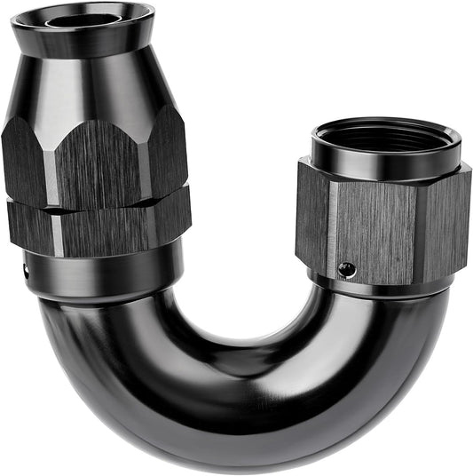 EVIL ENERGY 12AN 180 Degree PTFE One Piece Full Flow End Hose Fitting Aluminum Black