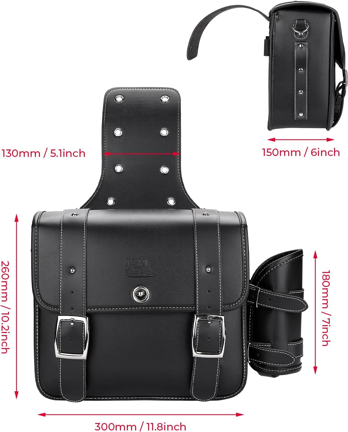 KEMIMOTO Motorcycle Saddlebags Throw Over Saddle bags 20L Faux Leather Side Luggage Bags with cup holder for Sportster Softail Dyna Rebel Shadow Universal Black