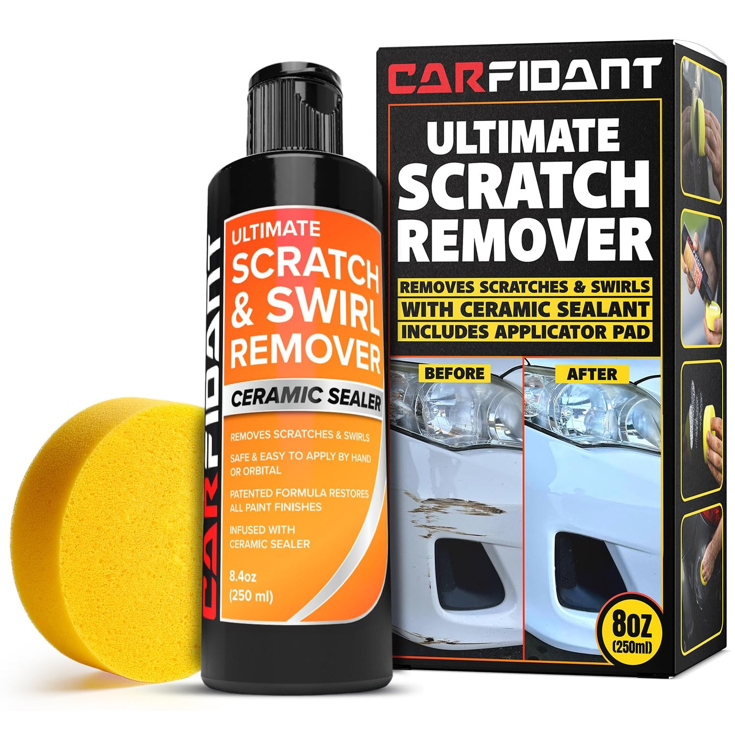 Carfidant Scratch Repair and Swirl Remover - Car Paint Scratch Remover & Restorer Kit with Buffer Pad - Polishing & Waxing Kits - Compound for Vehicles Paint Repair - 8.4 fl. Oz.
