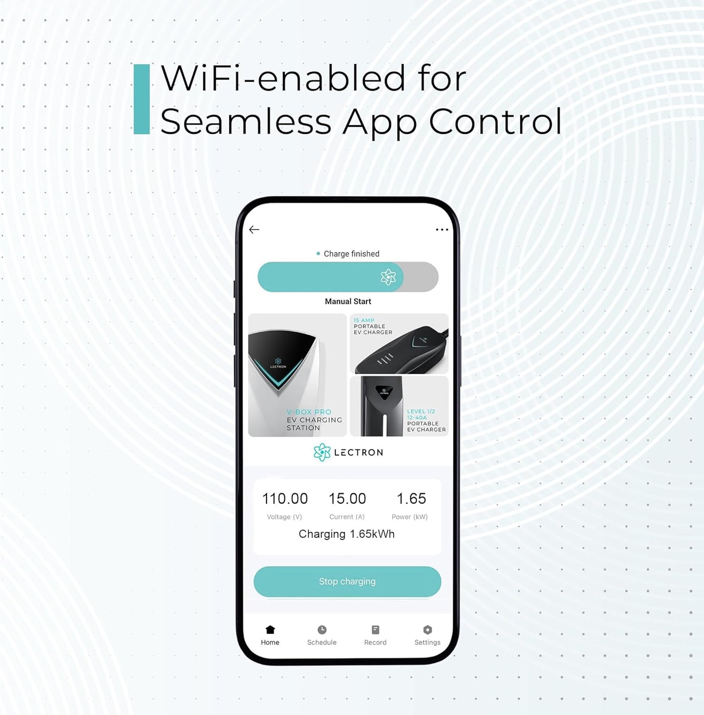 Lectron Level 1 J1772 Charger (WiFi Version) - 110V, 15 Amp, NEMA 5-15 Plug, 16 ft Extension Cord - Portable Electric Car Charger for J1772 Evs