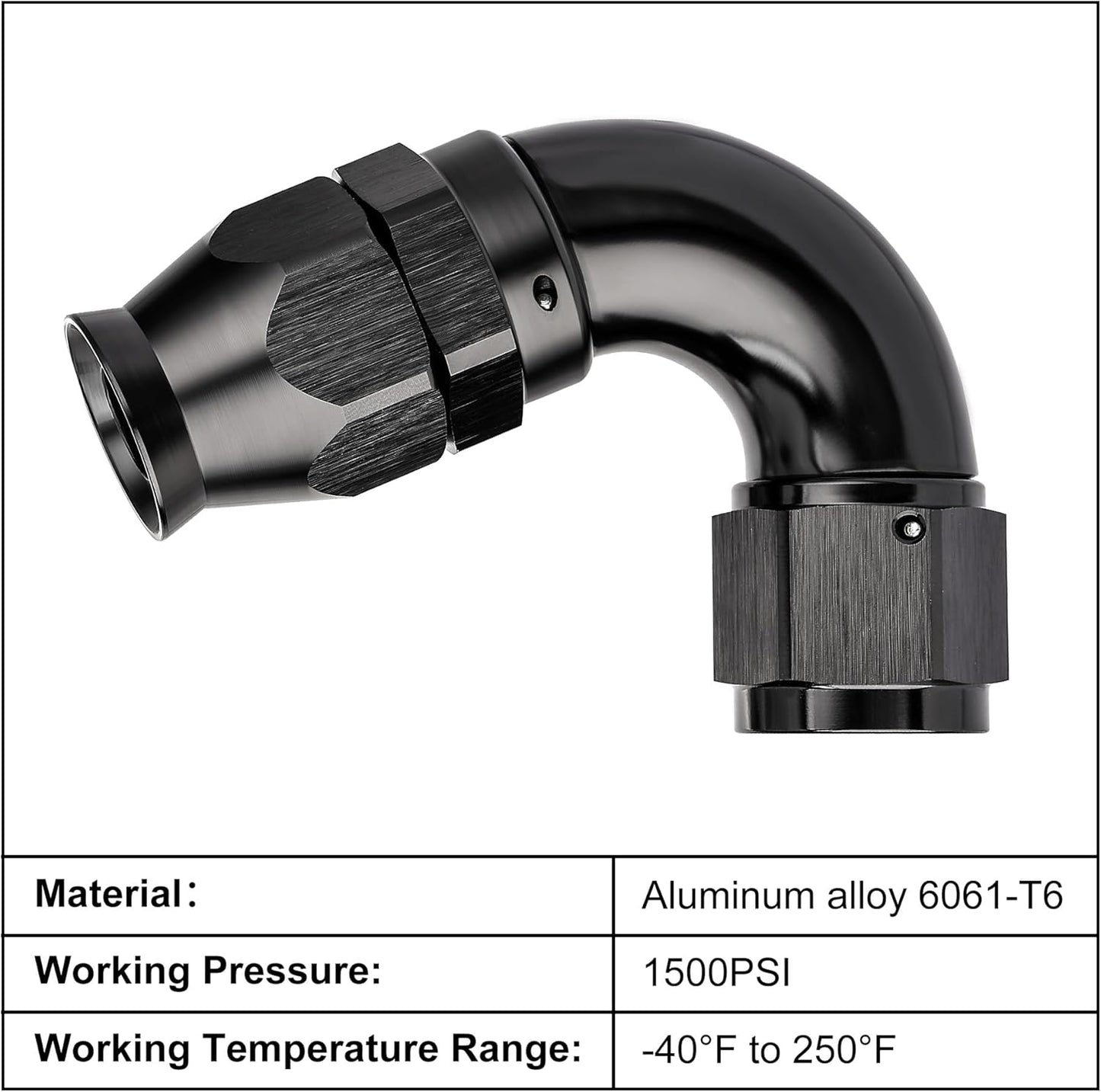 EVIL ENERGY 12AN 120 Degree PTFE One Piece Full Flow End Hose Fitting Aluminum Black