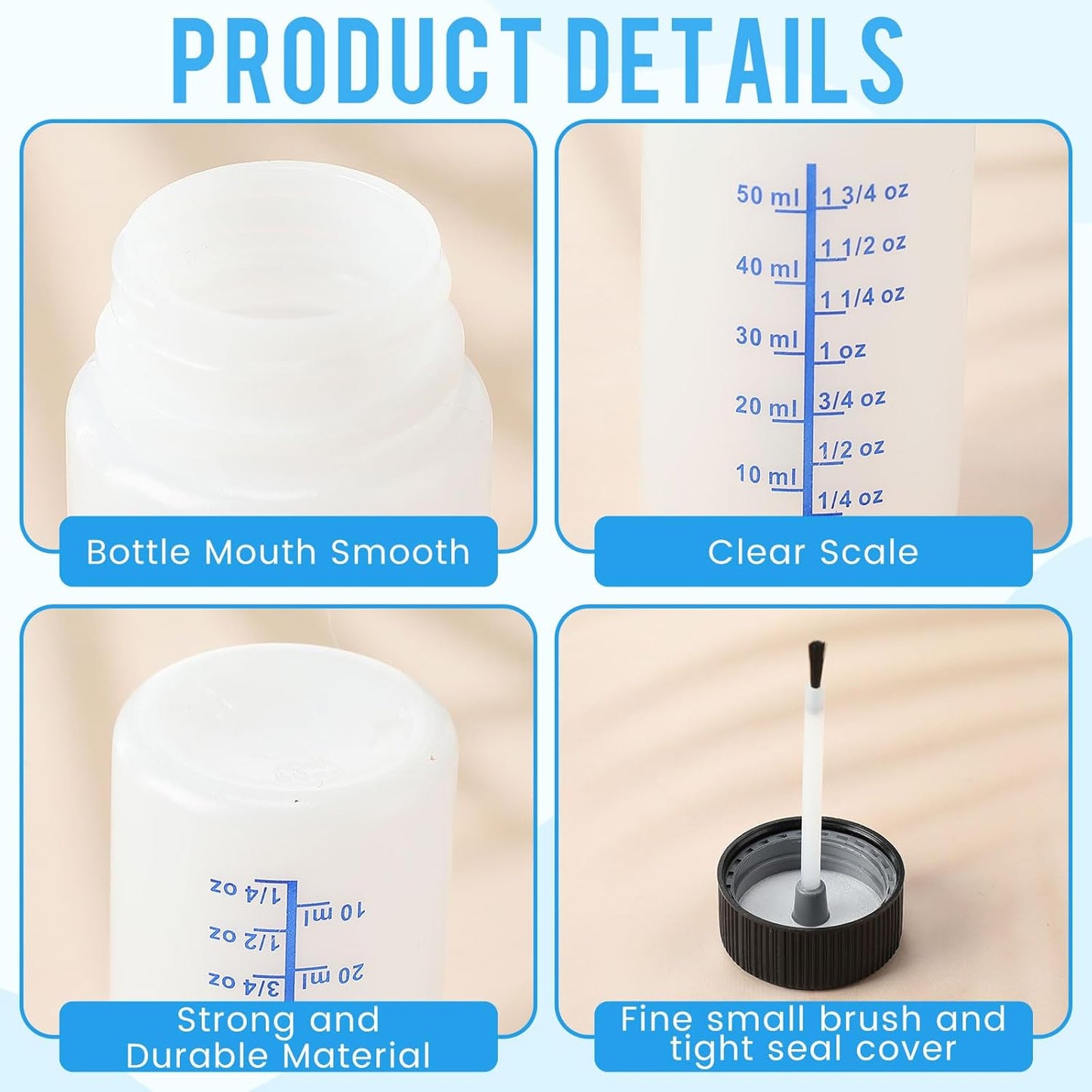 Mumufy 30 Pcs Touch up Paint Bottles with Brush and Lid Empty Touch up Bottle with Mixing Balls 2 oz Fluid Capacity Leftover Paint Container for Car Scratches Repair (Black,Blue)