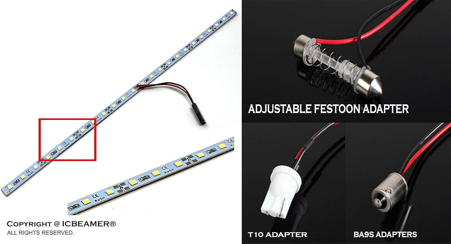 ICBEAMER 12" Purple 18SMD 2835 LED Strip Light Universal Fit Car Trunk Cargo Area or Interior Illumination