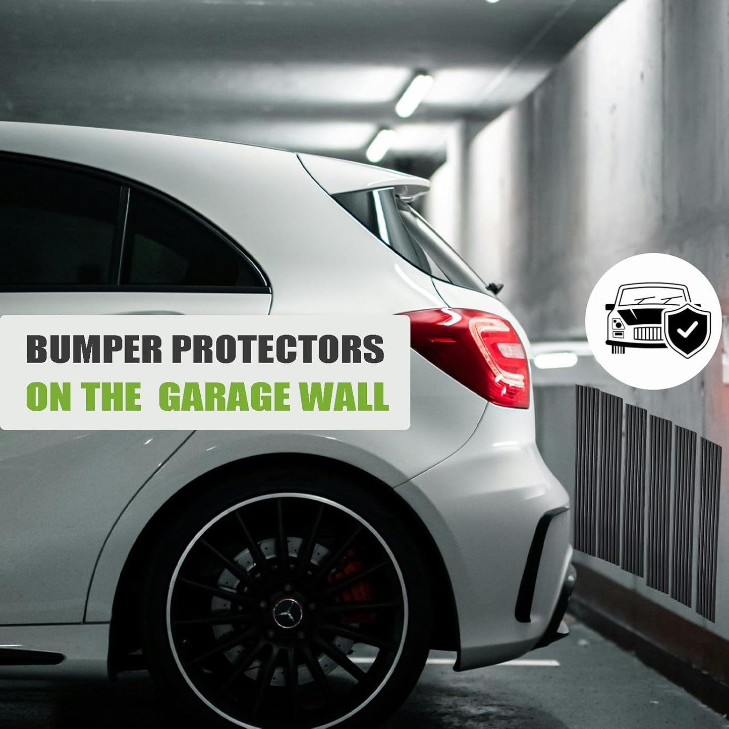 Garage Wall Protector Strip Car Door Protector, Self-Adhesive Rubber Garage Wall Guards for Car SUV Doors, Waterproof Wall Bumper Guards for Cars - 2.75x16 Inches 6 Packs - Black