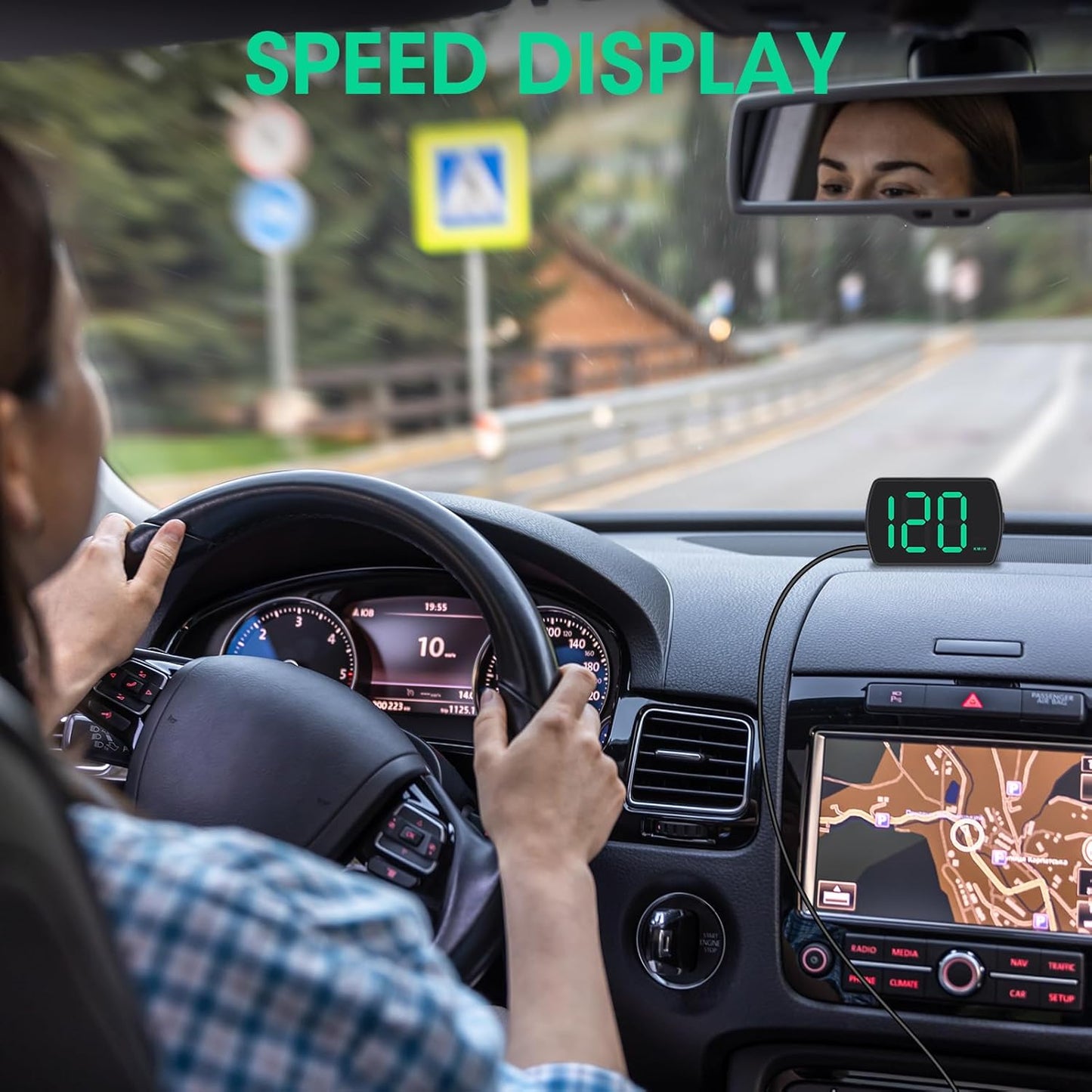 2 Pack GPS Digital Speedometer for Car MPH, Universal HUD Speed Meter with LED Large Font Head Up Display Car Accessories with USB Cable, Plug Play for Truck Motor SUV Golf Cart All Vehicles