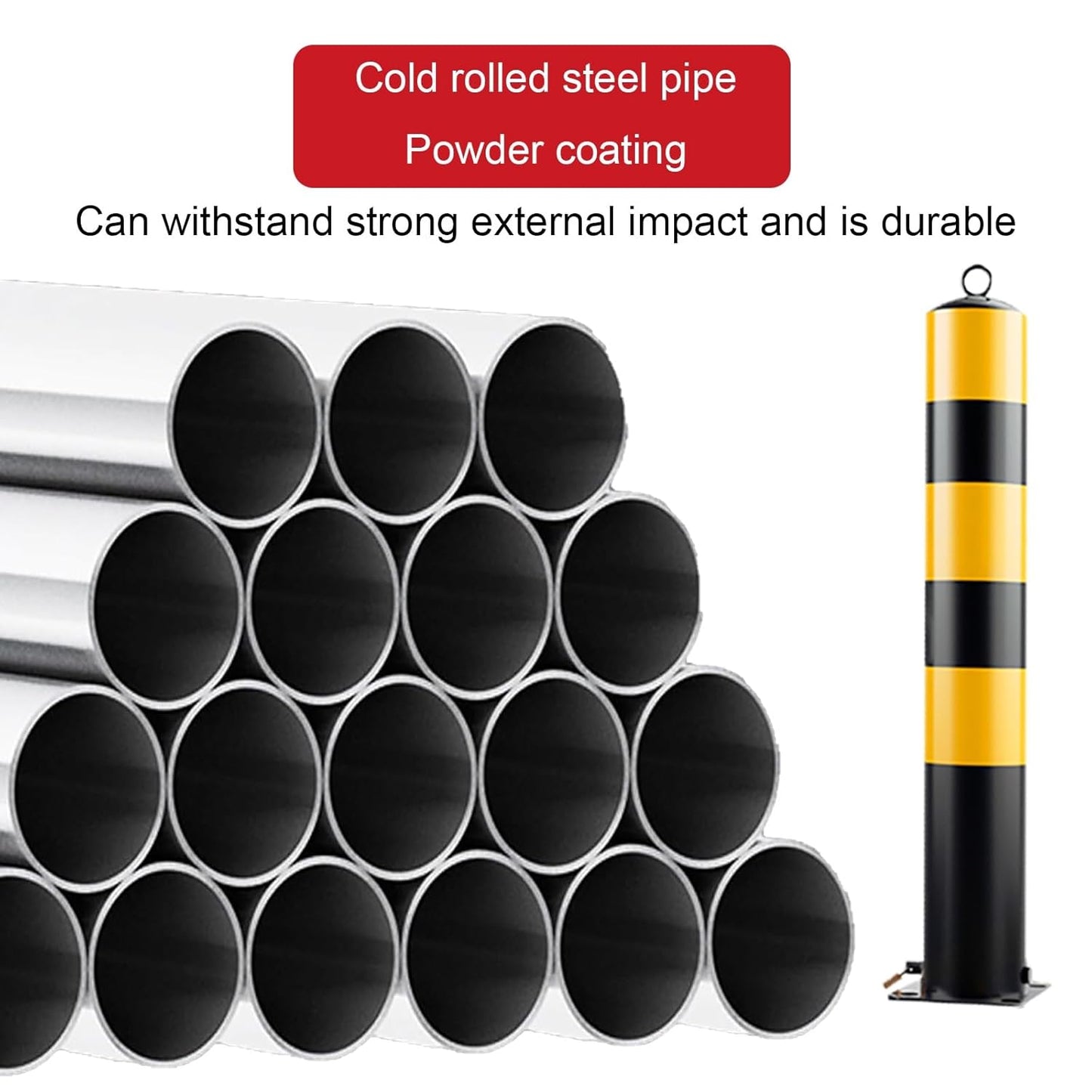 Steel Safety Bollard Post, with Lock Bollard Post Removable Security Posts, Parking Bollards, Parking Barriers Concrete, Powder Coat, for Parking Lot, Driveway and Sidewalk(Black (4pcs),75cm/29.5in)