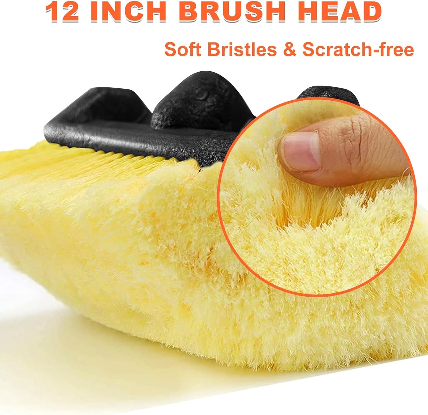 Buyplus 12FT Car Wash Brush with Long Handle, 12-Inch Soft Bristle, with Aluminium Telescoping Pole, for Cleaning Car, SUV, RV, Boats, House Siding, Floors, Solar Panels, and More