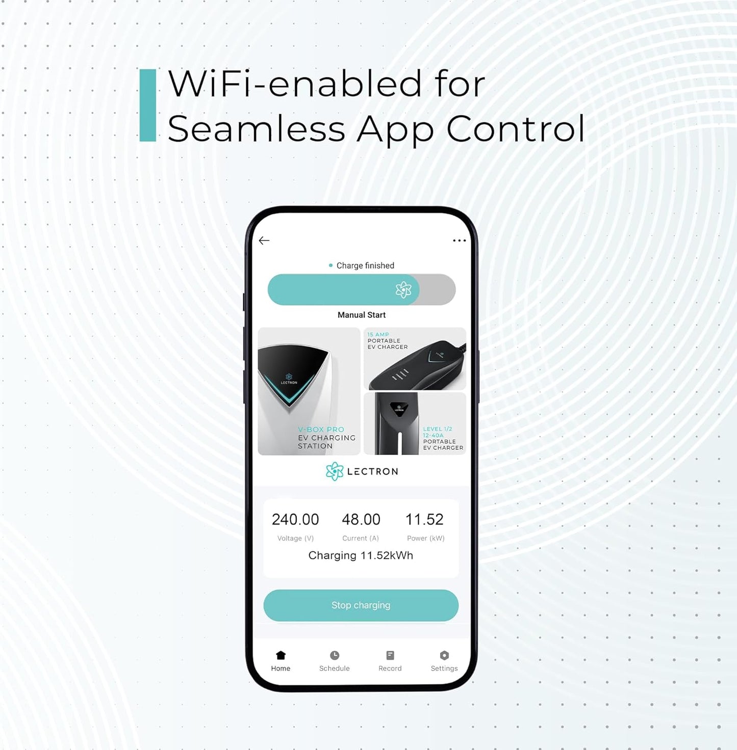 Lectron Tesla (NACS) V-Box Pro Electric Vehicle Charging Station (WiFi) 48 Amp with App Control - Level 2 EV Charger (240V) with NEMA 14-50 Plug/Hardwired Compatible with All Tesla Models S/3/X/Y