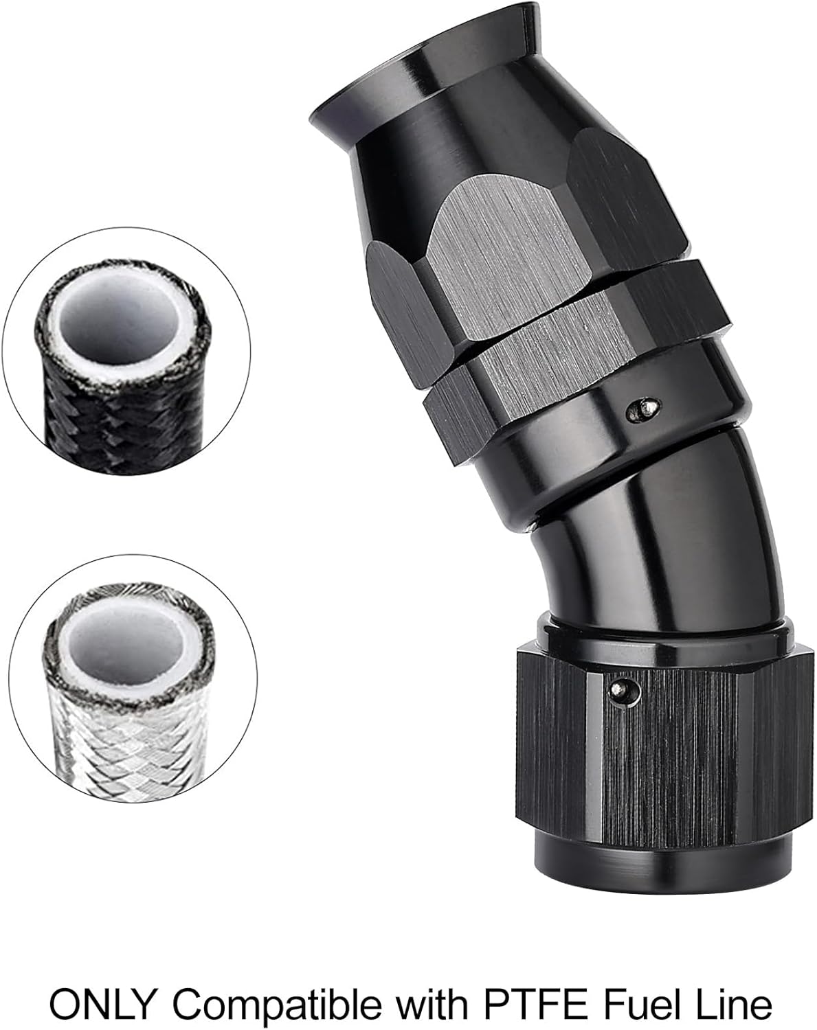 EVIL ENERGY 6AN 30 Degree PTFE One Piece Full Flow End Hose Fitting Aluminum Black