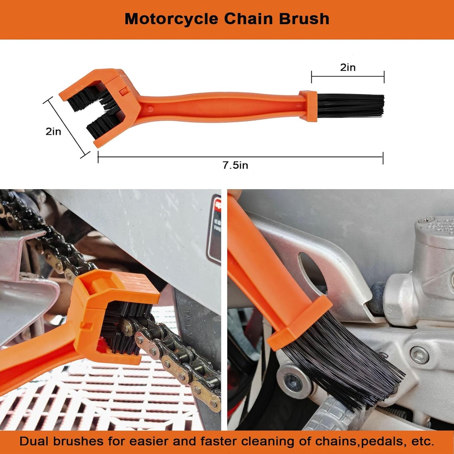 Motorcycle Cleaning Brush Kit 6 Pack with Easy Reach Brush,Wool Wash Mitt,Detailing Brush,Tire Brush,Chain Brush and Microfiber Towel for Cleaning Motorcycle Mudguard, Rims, Paint, Exhaust