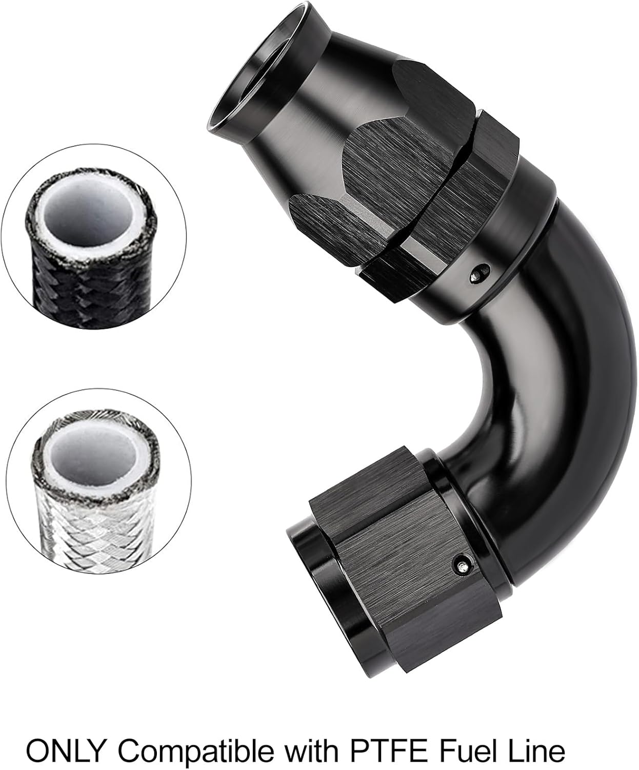 EVIL ENERGY 10AN 120 Degree PTFE One Piece Full Flow End Hose Fitting Aluminum Black