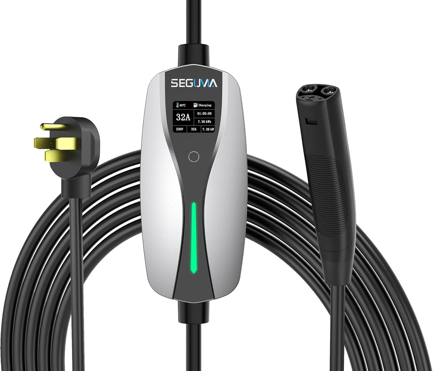 EV Charger Level 2 for Tesla(32Amp 240V 7.68kW), NEMA 14-50 Plug NACS EV Chargers, 25FT Adjustable Current Portable Electric Car Charger Compatible with All Nacs