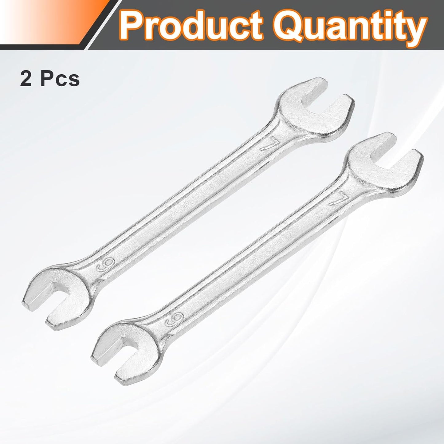 HARFINGTON 2pcs Double Open End Wrench 6mm x 7mm Metric 15 Degree Offset Angle Small Flat Head Wrench Galvanizing Open Ended Spanner for Automotive Repair Furniture Assembly
