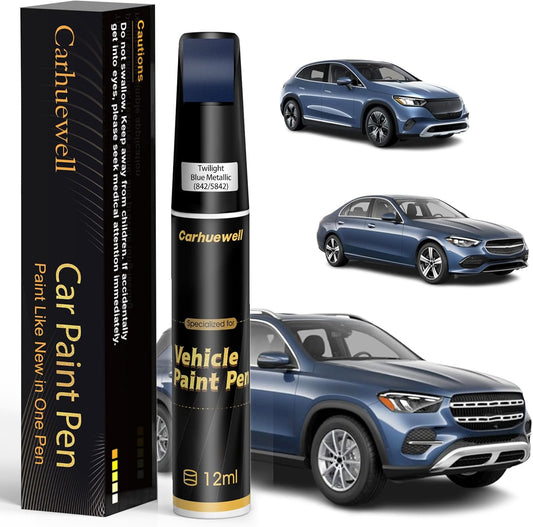 (842/5842) Twilight Blue Metallic Touch Up Paint Compatible with Mercedes-Benz, Exact Match Car Paint Pen Automotive Scratch Repair Remover Kit Quick & Easy Solution for Vehile Chips and Nicks