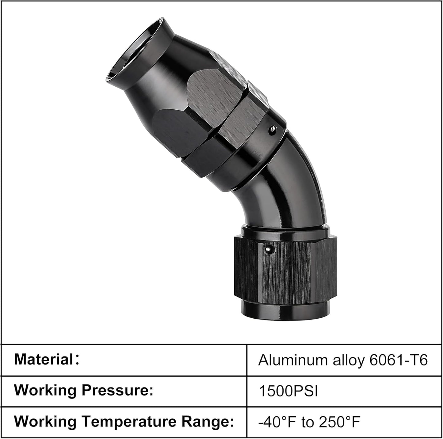 EVIL ENERGY 10AN 60 Degree PTFE One Piece Full Flow End Hose Fitting Aluminum Black