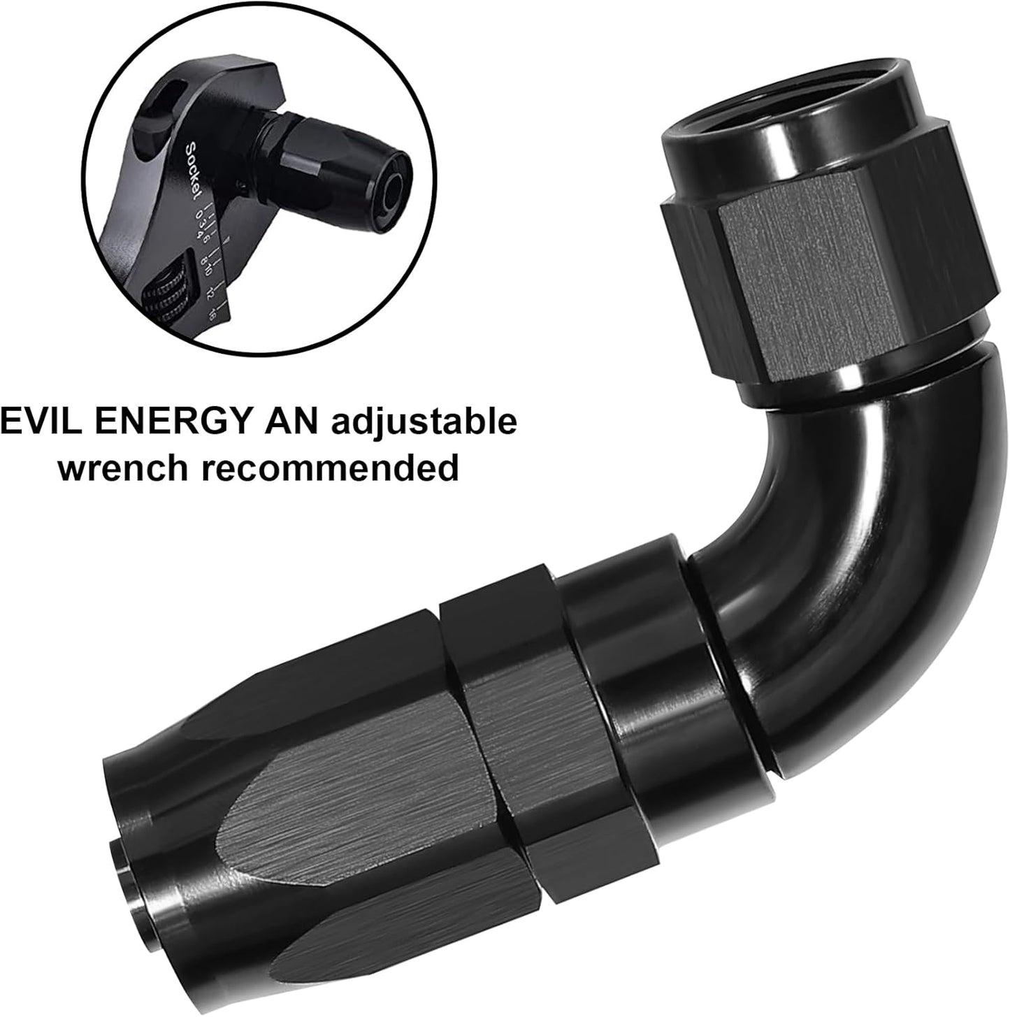EVIL ENERGY 4AN 90 Degree One Piece Full Flow Hose End Fitting Swivel For CPE Braided Hose