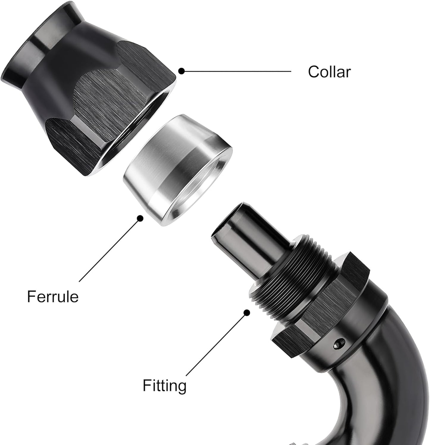 EVIL ENERGY 12AN 120 Degree PTFE One Piece Full Flow End Hose Fitting Aluminum Black